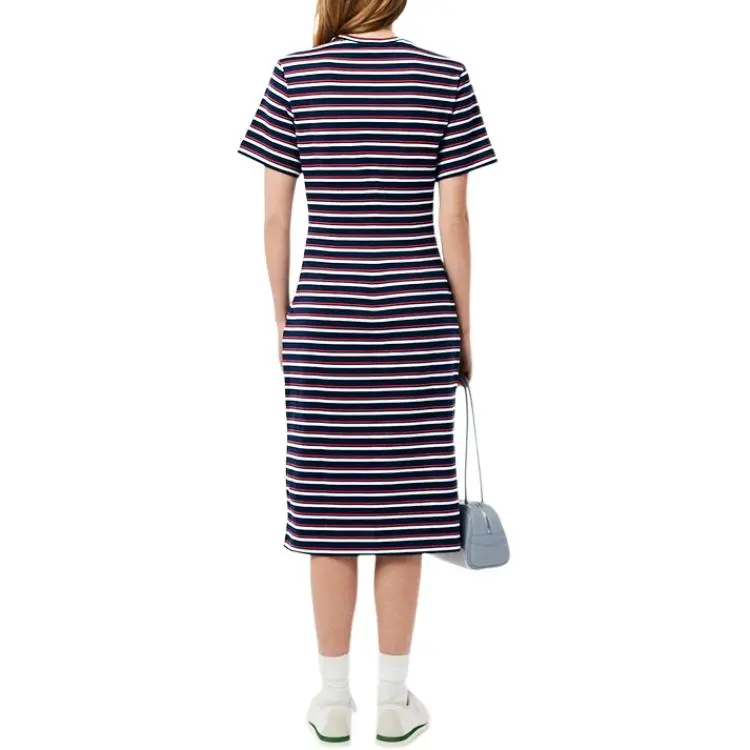 LACOSTE SS25 Short Sleeved Dresses Women's Red White/Dark Blue-2