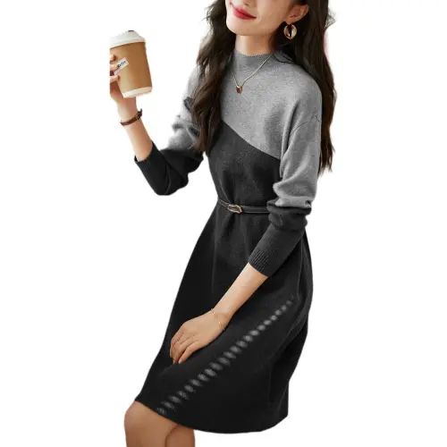 Mo Han Yi Mei Long Sleeved Dresses Women's Gray