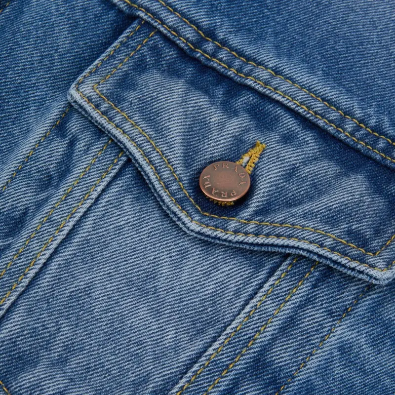 PRADA Logo Patch Cropped Denim Jacket-3