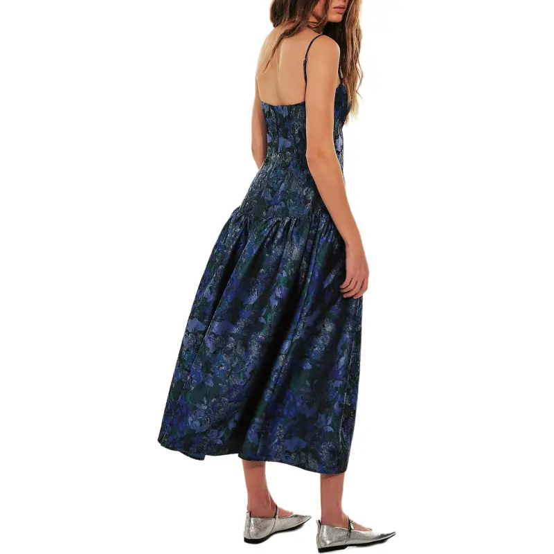 FREE PEOPLE Shelley Dress Slip Dresses Women's Blue Floral-1