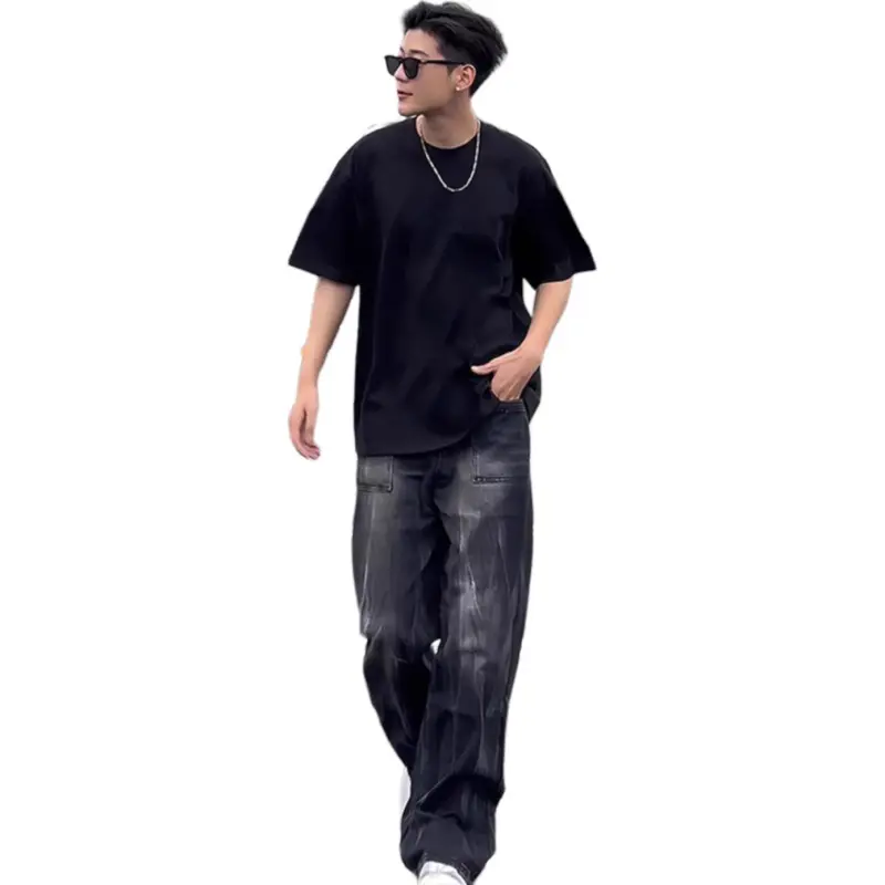 TESTUNG Fashion Minimalist Style T Shirt Unisex Classic Black-8