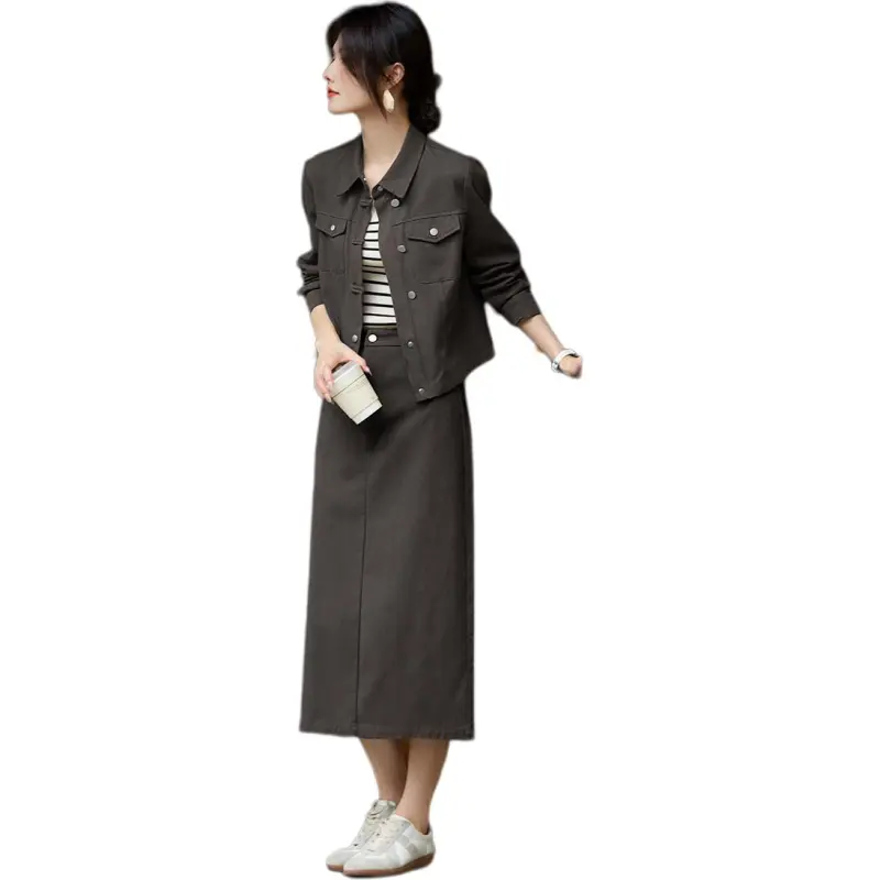 XWI Two Piece Skirt Sets Women's Gray-3