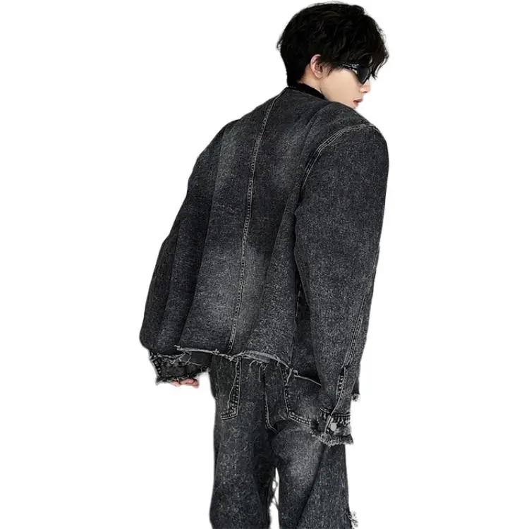 SOCKKEY Denim Jacket Unisex Black Gray-1