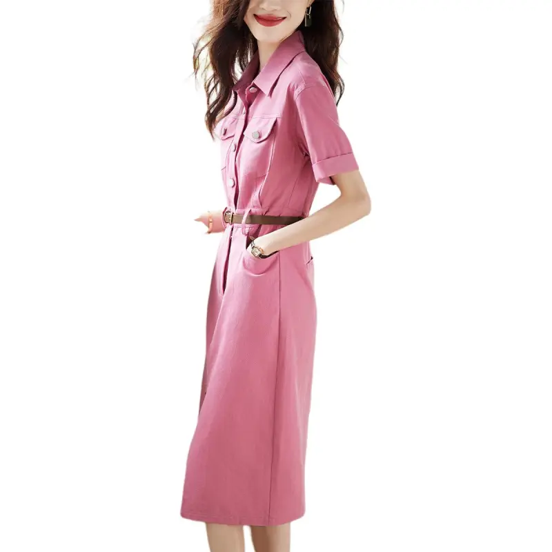 Mo Han Yi Mei Short Sleeved Dress Women's Fuchsia-1
