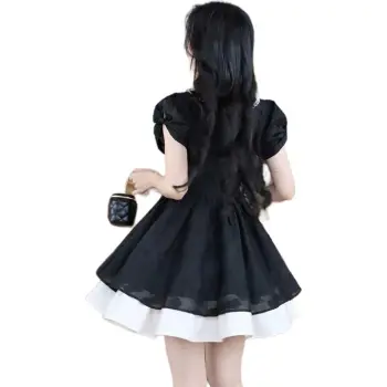 Mu Xiao Xin Short Sleeved Dress Women's Black