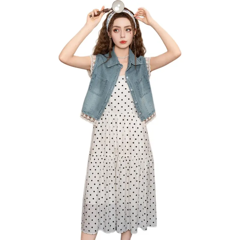 FAWENXIANGZI Two Piece Skirt Sets Women's Blue-1