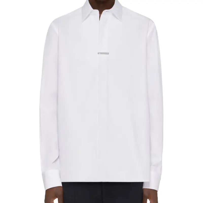 Givenchy Logo Engraved Metal Clip Poplin Shirt-2