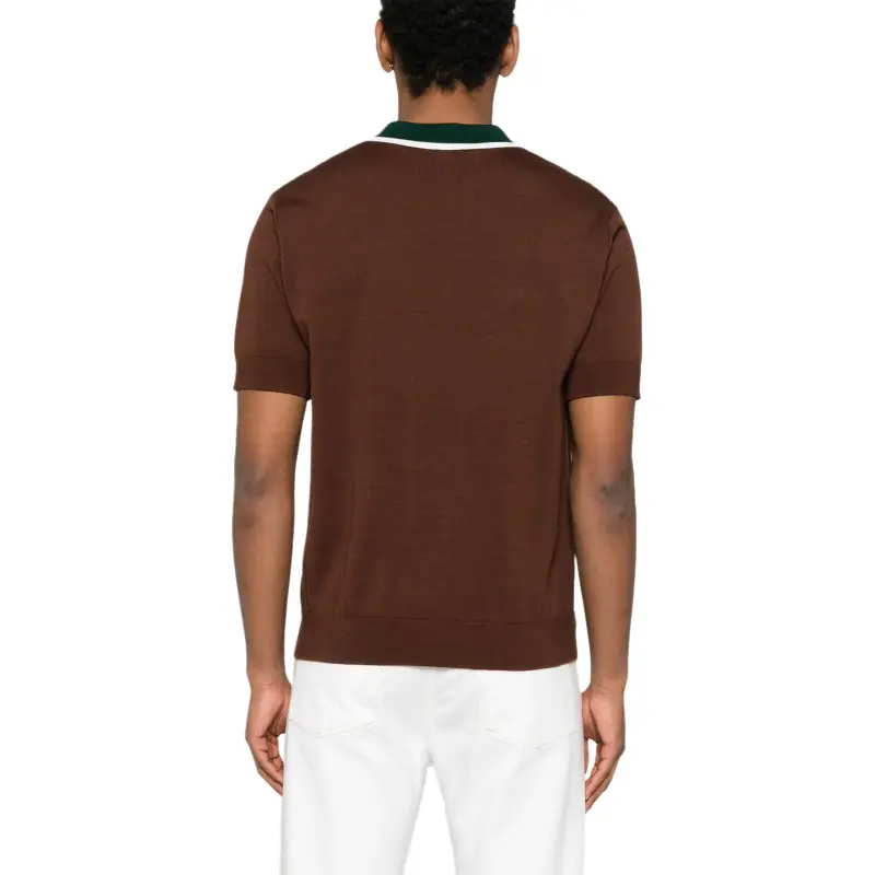 CASABLANCA Short Sleeved Cable Knit Polo Shirt-2