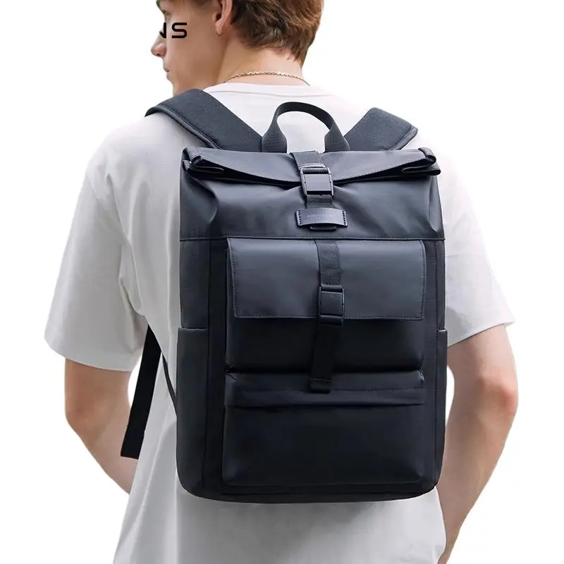 KINGSONS Polyester Backpack Large Size Men's Black/Gray-1