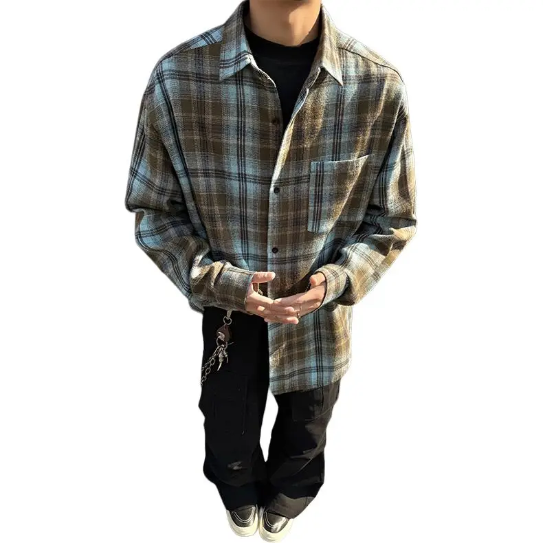 TESTUNG Knitwear Unisex Blue Brown Plaid-3