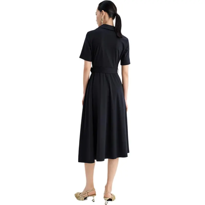 IDPAN Short Sleeved Dress Women's Navy Blue-1