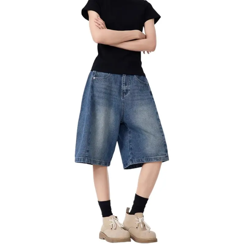 DAFK Denim Shorts Men Vintage Blue -2