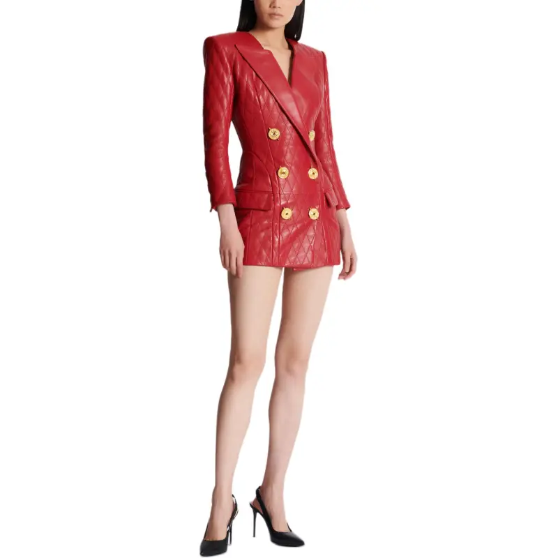 BALMAIN Short Quilted Leather Dress-4