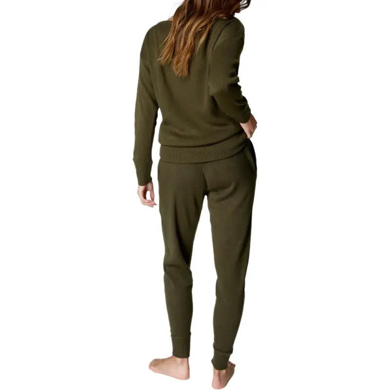 NASTY GAL Knitted Drop Shoulder Jogger Set Casual Suit Women's Khaki-1