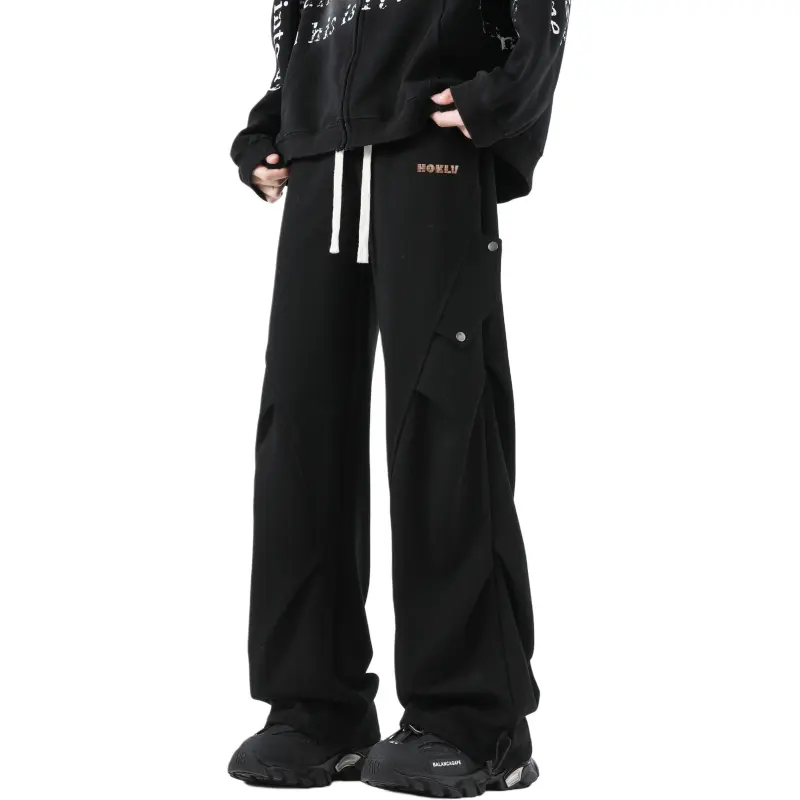 HOKLV Knitted Sports Pants Unisex Burgundy-14