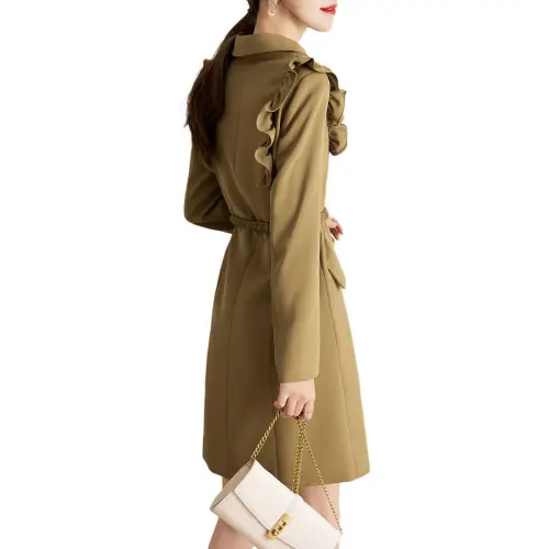 Mo Han Yi Mei Long Sleeved Dresses Women's Khaki Green
