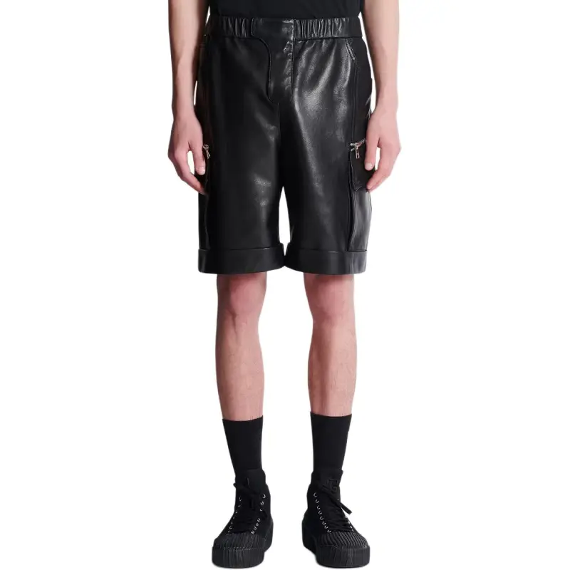 BALMAIN Leather Cargo Shorts-1