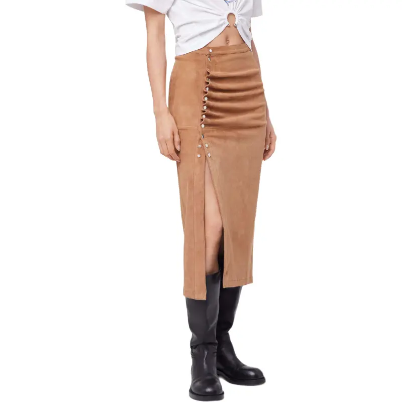 Rabanne Suede Midi Skirt-7