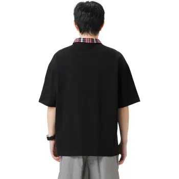 TINA GIA T Shirt Unisex Black/Red Plaid