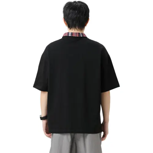 TINA GIA T Shirt Unisex Black/Red Plaid