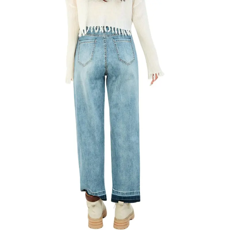 MUGUOGUOMU Spring Summer Fall Jeans Regular Women's Denim Blue-1