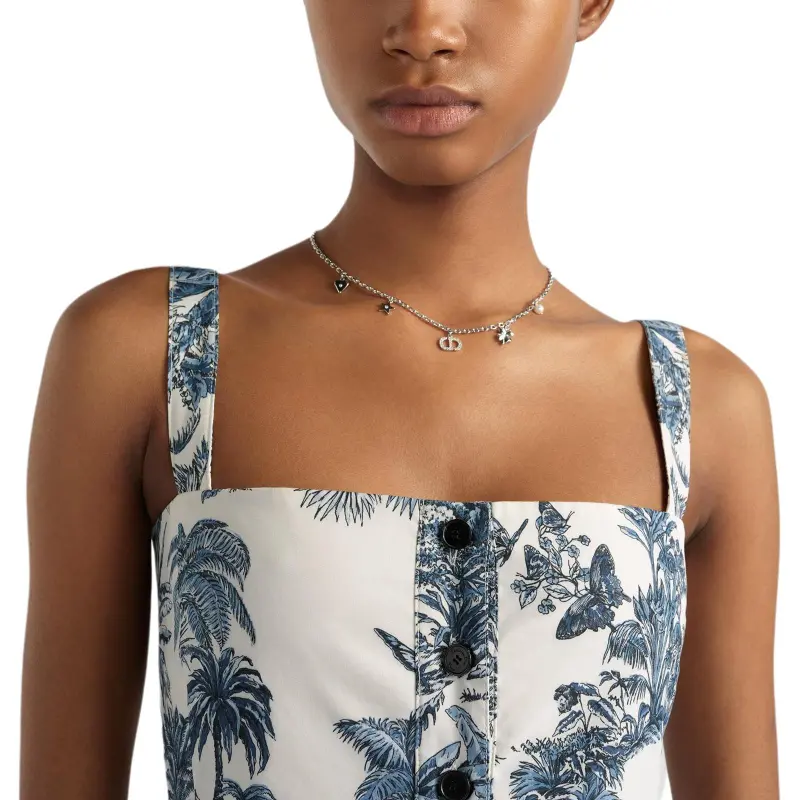 DIOR Dioriviera FW25 Sleeveless Dress Women's Blue White-4