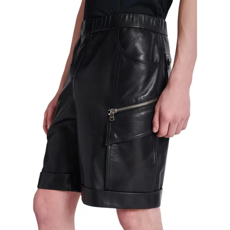 BALMAIN Leather Cargo Shorts-4