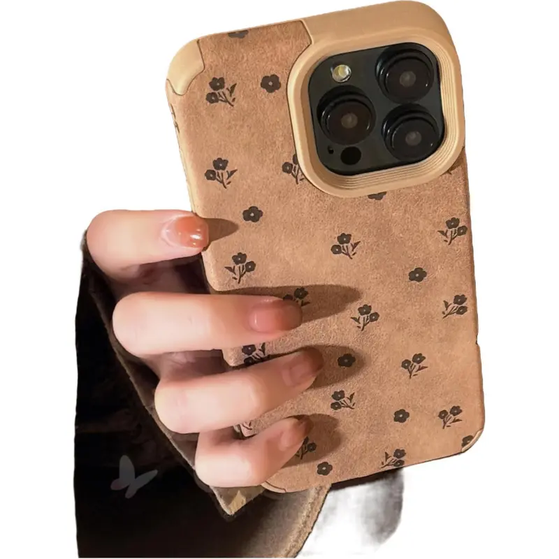 Cuttlefish Grid TPU Material Ins Suede French Floral Small Niche Phone Case Compatible With Apple 16/15/14/13/12/11-1