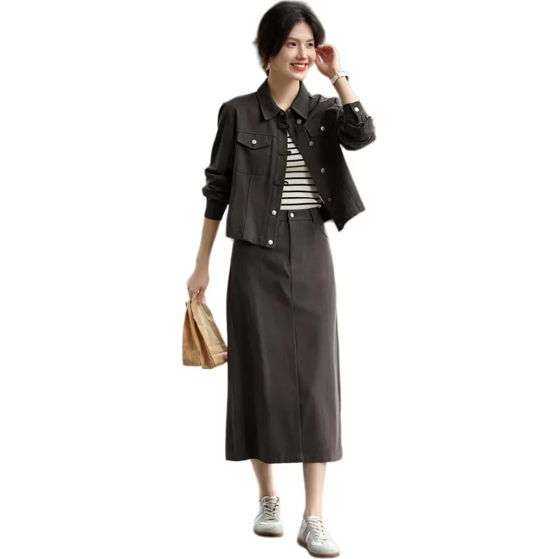 XWI Two Piece Skirt Sets Women's Gray-4