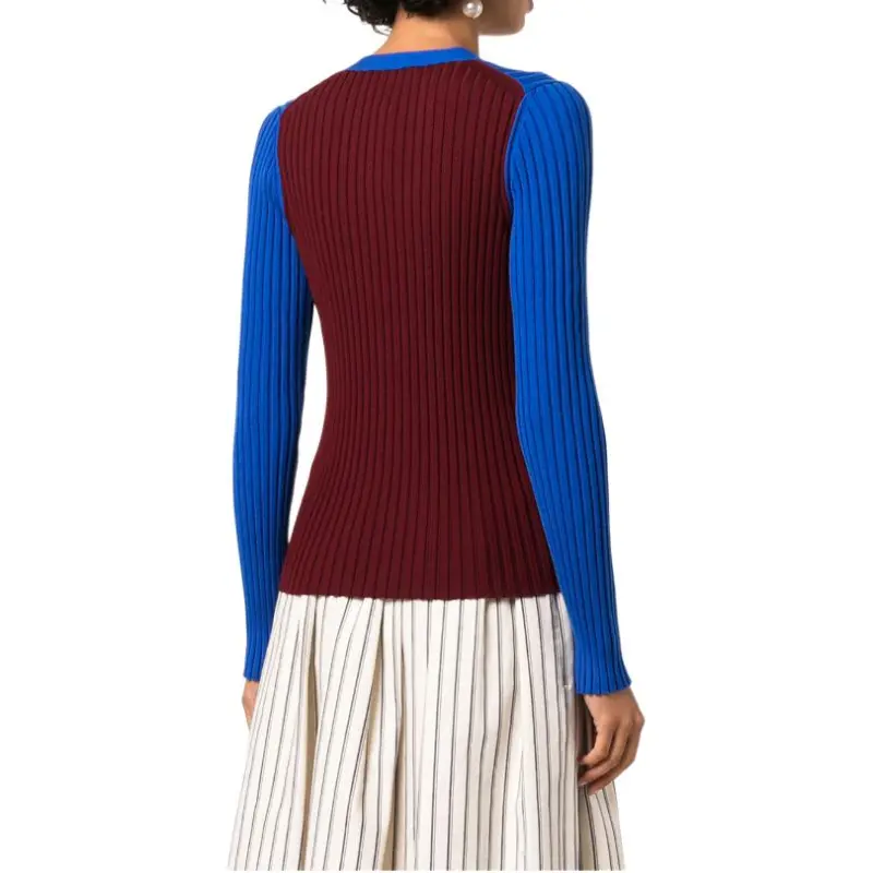 TORY BURCH Color Block Ribbed Cardigan-2