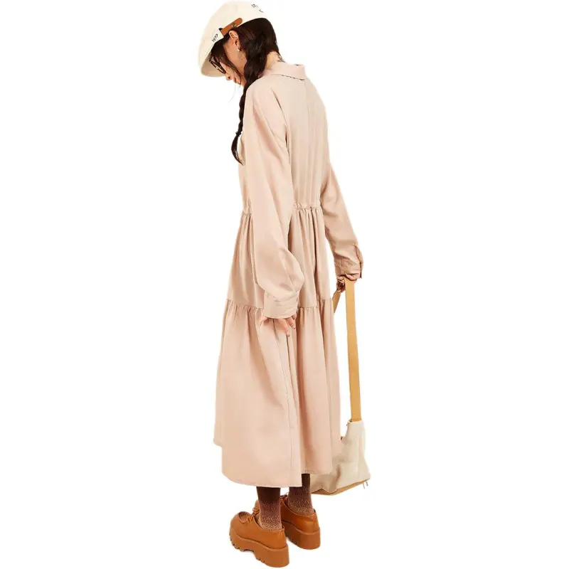 MUGUOGUOMU Long Sleeved Dress Women's Khaki-1