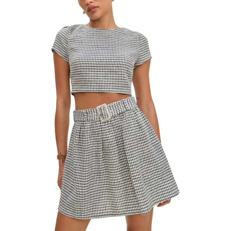 REFORMATION Niki Belted Linen Two Piece Skirt Set Women's-1