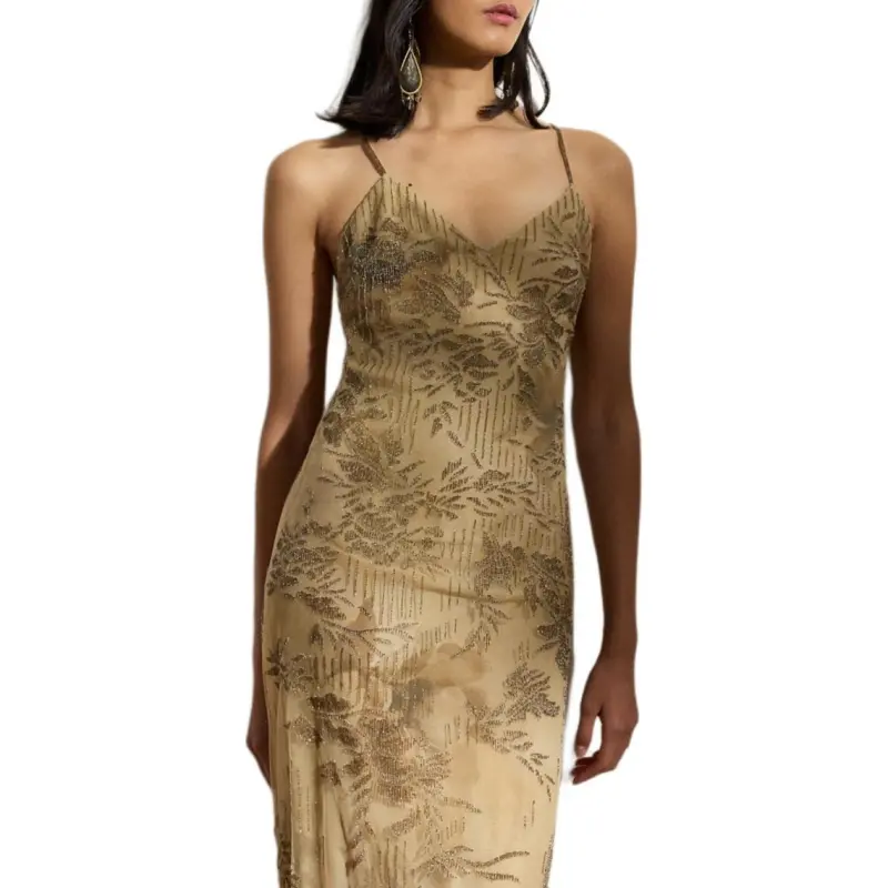 Polo Ralph Lauren Slip Dresses Women's Brown Yellow-1