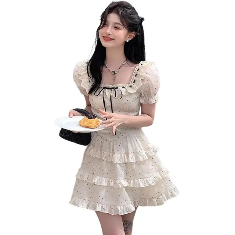 Flowers In Water Short Sleeved Dress Women's-1
