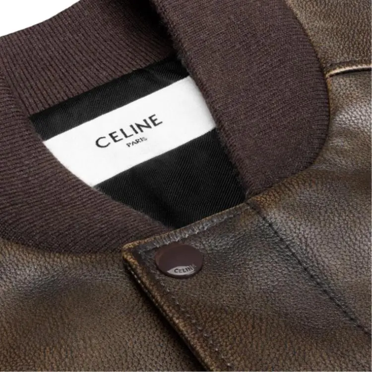CELINE Leather Jacket Men's Ebony-2