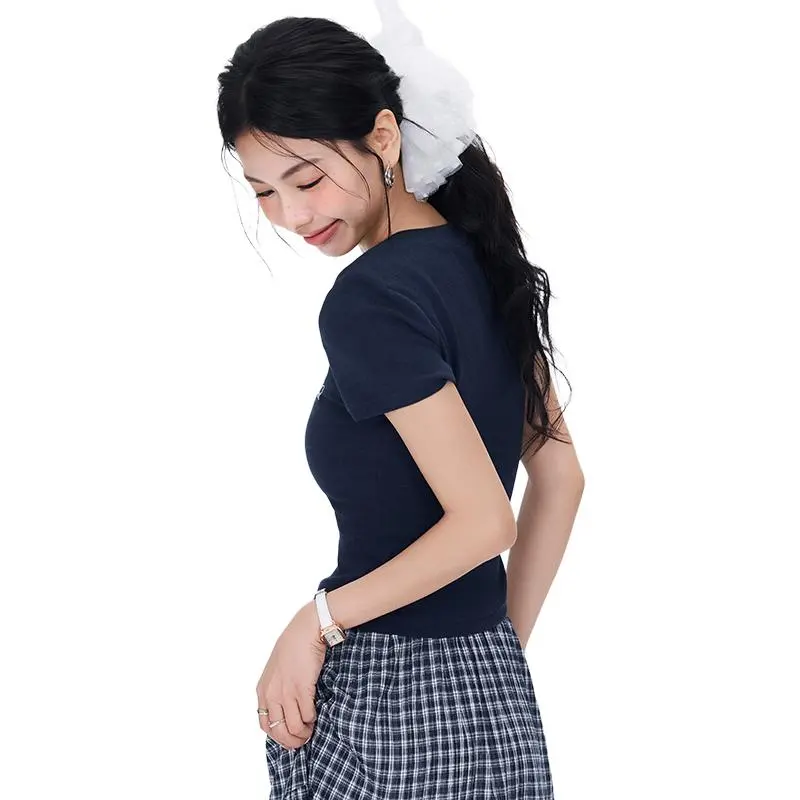 Kazakhstan T Shirt Women's Navy Blue-3