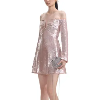 Self portrait New Year Long Sleeved Dresses Women's Light Gold