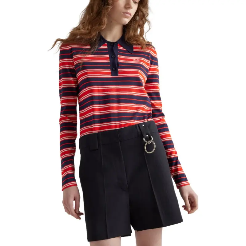 PRADA SS25 Spring Summer Women's Apparel Collection Polo Shirt Women's Red-3