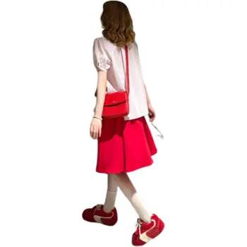 INCO VIBE Two Piece Skirt Sets Women's Pink+Red