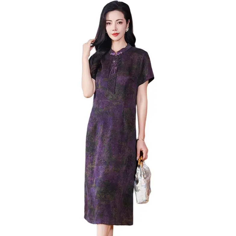 Yi Mengyuan Silk Short Sleeved Dress Women's-4