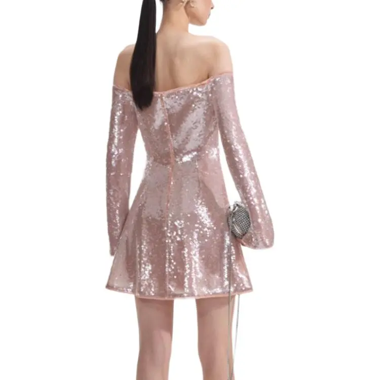 Self portrait New Year Long Sleeved Dresses Women's Light Gold-2