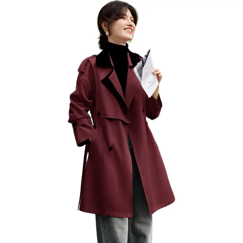 XWI Trench Coats Women's Maroon-1