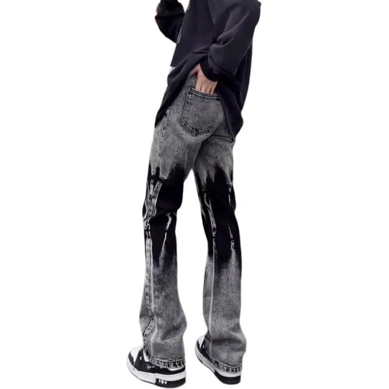 HOKLV Jeans Unisex Black Gray-1