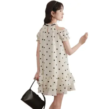 KAISER Short Sleeved Dress Women's White Polka Dot