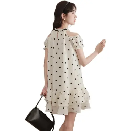 KAISER Short Sleeved Dress Women's White Polka Dot