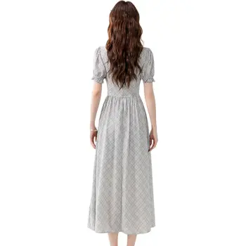 ETSE Short Sleeved Dress Women's Blue Plaid