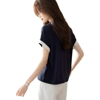 Flowers In Water T Shirt Women's Navy Blue