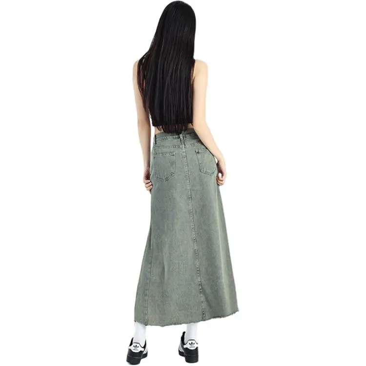 The New Age Family Denim Long Skirt Women's Vintage Blue-1