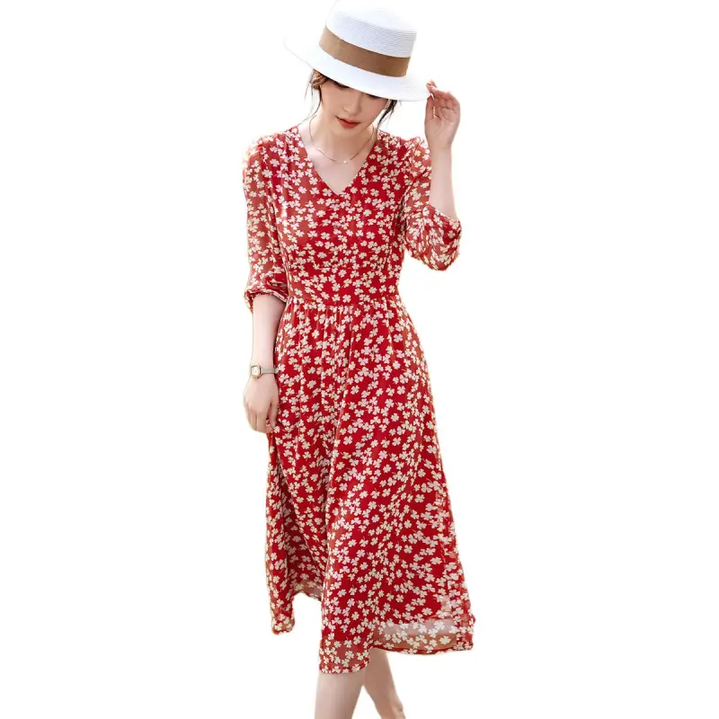XWI Long Sleeved Dress Women's Red Jacquard-3