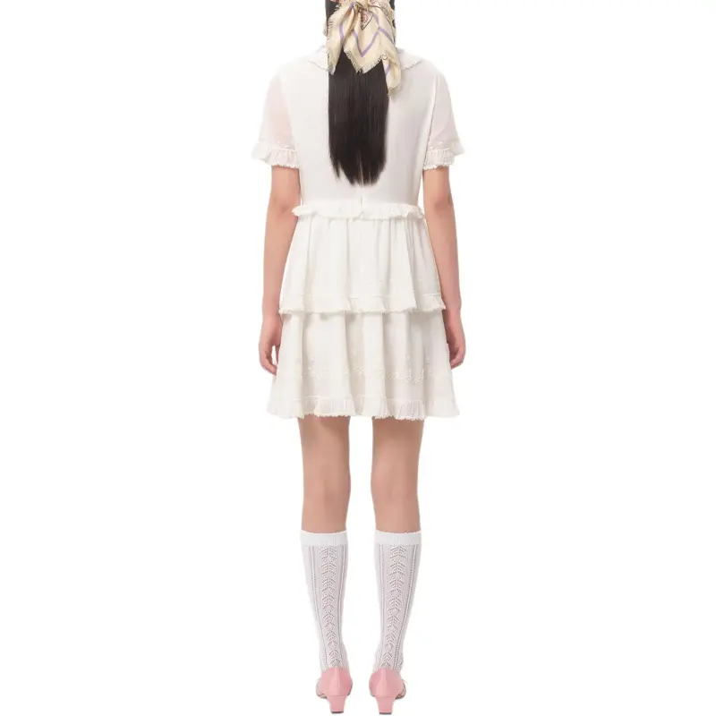 Valentino SS25 Short Sleeved Dress Women's White-3